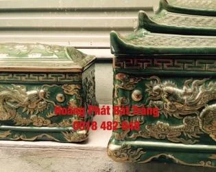 Quách tiểu sành sứ vẽ vàng cao cấp - gốm sứ Bát Tràng