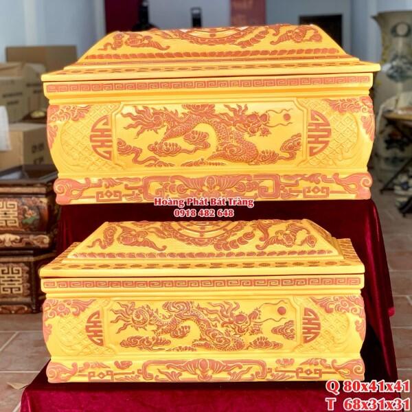 Quách tiểu sành Bát Tràng rồng phình màu vàng lưu ly mái Vòm QTSA129