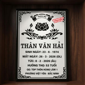 Bia mộ sứ chữ đen nền trắng, không có ảnh, xưởng bia mộ sứ Bát Tràng