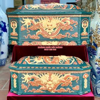 Quách tiểu sành Rồng bát giác xanh lục bảo cỡ Đại QTSA86