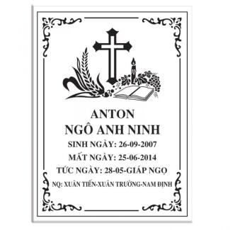 Bia mộ sứ không ảnh cho người theo đạo thiên chúa giáo BM04