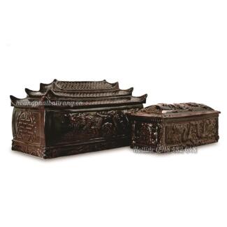 Tiểu quách sứ Bát Tràng ba mái chân quỳ dạ cá, men nâu cổ cỡ Đại QTSU6