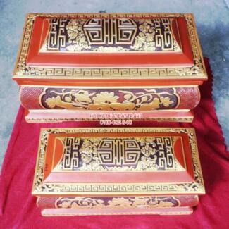 Quách tiểu sành dát vàng hoa sen phình mái Vòm cỡ Đại QTSA76
