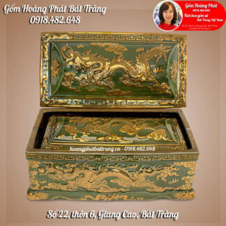 Tiểu quách sứ mạ vàng men xanh thạch anh mái vòm cỡ Đại QTVK4