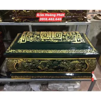 Quách Tiểu sứ tứ linh vẽ nhũ vàng màu xanh lục mái Vòm QTSU1
