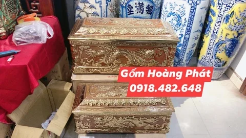 Quách tiểu sứ mạ vàng cao cấp hoàng thổ gốm sứ Bát Tràng