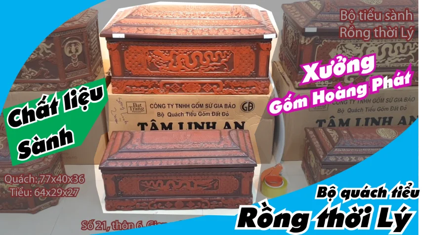 Bộ tiểu sành Rồng thời Lý cao cấp - Xưởng tiểu quách sành Bát Tràng Hoàng Phát 0918.482.648